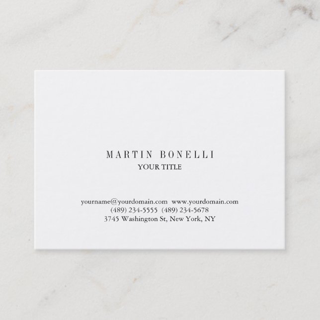Plain Chubby Professional  White Business Card (Front)