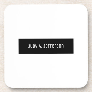 Plain Classical Minimalist Black & White Elegant Coaster