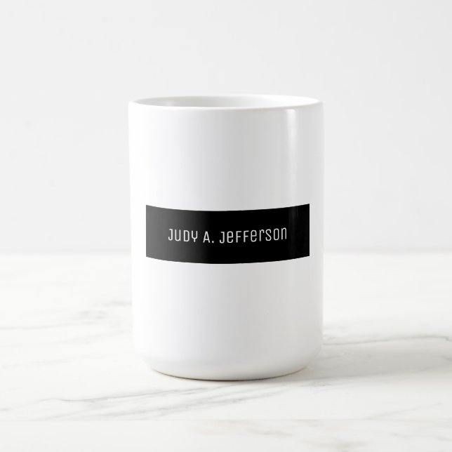 Plain Classical Minimalist Black & White Elegant Coffee Mug (Center)