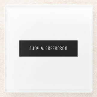 Plain Classical Minimalist Black & White Elegant Glass Coaster