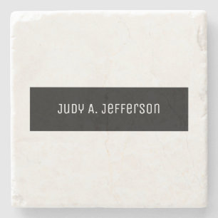 Plain Classical Minimalist Black & White Elegant Stone Coaster