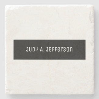 Plain Classical Minimalist Black & White Elegant Stone Coaster