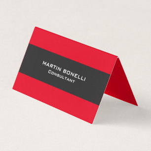 Plain Clean Red Grey Stripe Standard Business Card