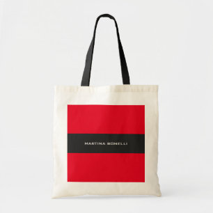 Plain Clean Red Grey Stripe Tote Bag