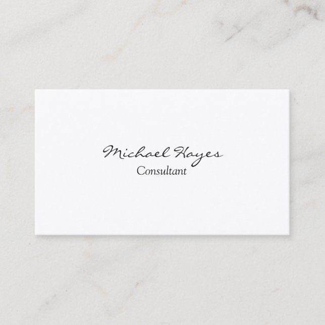 Plain Clean Simple Stylish Handwriting Business Card (Front)