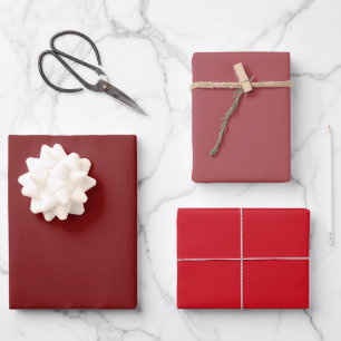 Plain College Rose Lava Maroon Shades 3 Tones Wrapping Paper Sheet