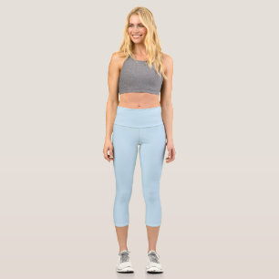 Plain color solid cloudy light blue capri leggings