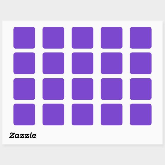 Plain colour  bright violet vivid purple square sticker (Sheet)