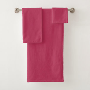 Plain colour deep rose pink bath towel set