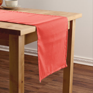 Plain colour sunset orange coral red short table runner