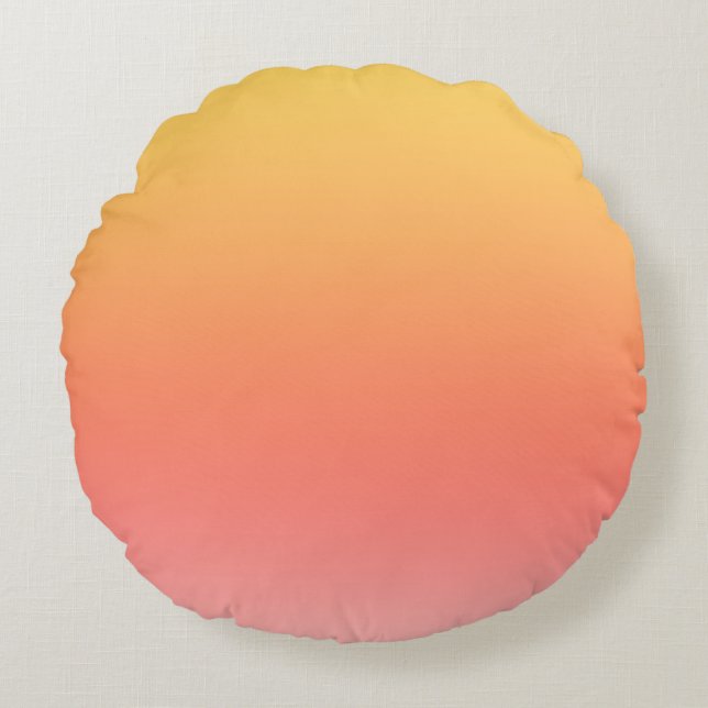 Plain colours - Yellow to Misty Pink ombre Round Pillow (Front)