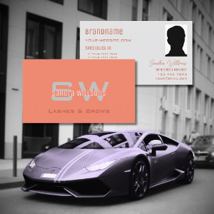 Plain Coral Light Grey with Monogram and Photo Business Card