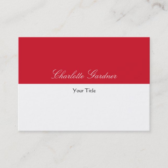 Plain creative stylish unique modern red white business card (Front)