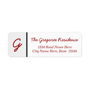 Plain & Custom Initial Letter Return Address Label
