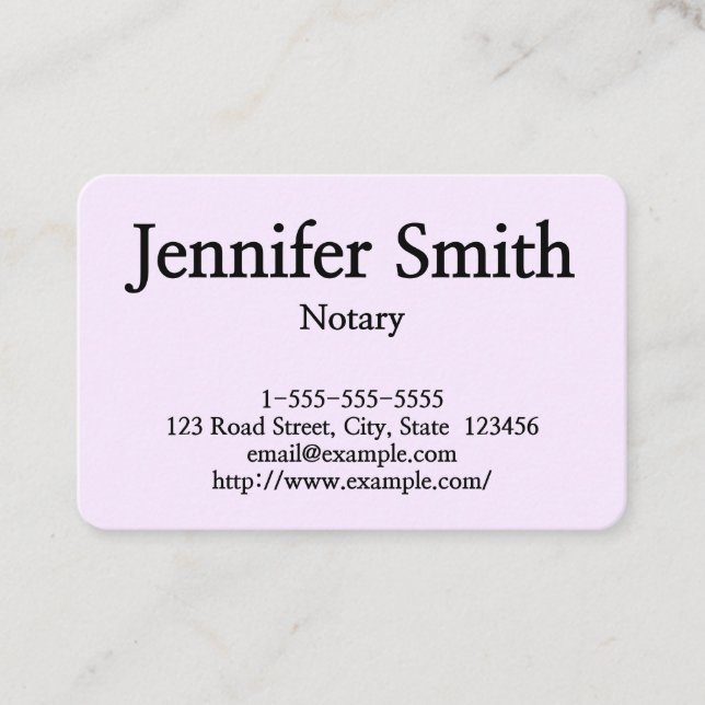 Plain & Customizable Notary Business Card (Front)