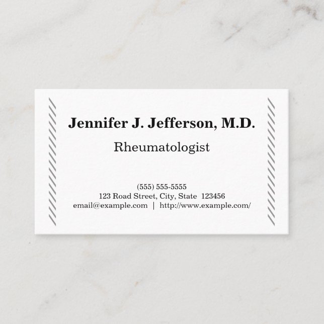 Plain & Customizable Rheumatologist Business Card (Front)
