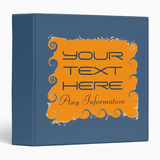 Plain Dark Blue Elegant Modern Orange Binder (Front/Spine)