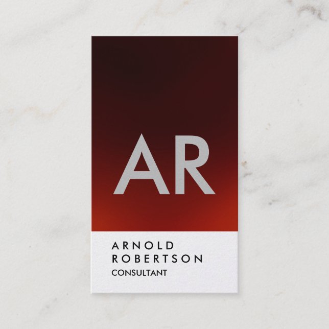 Plain Dark Red Monogram Business Card (Front)