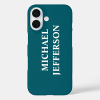 Plain Dark Teal Colour Personalized Custom Name