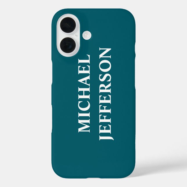Plain Dark Teal Colour Personalized Custom Name Case-Mate iPhone Case (Back)