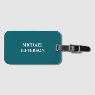 Plain Dark Teal Colour Personalized Custom Name Luggage Tag