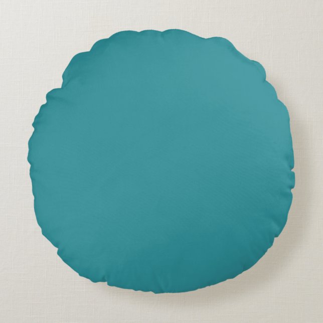 Plain dark teal round pillow (Front)