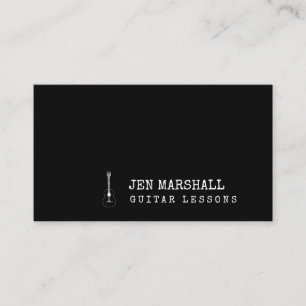 plain elegant black and white guitarist business card