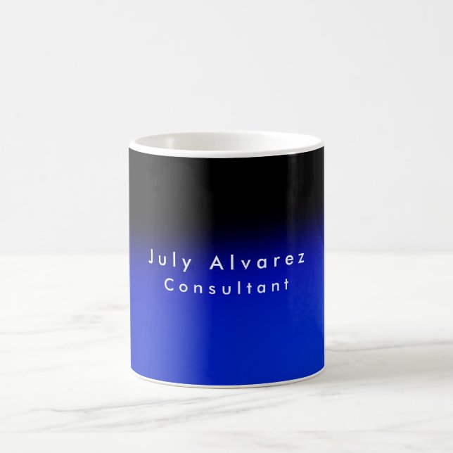 Plain Elegant Black Blue Minimalist Name Title Coffee Mug (Center)