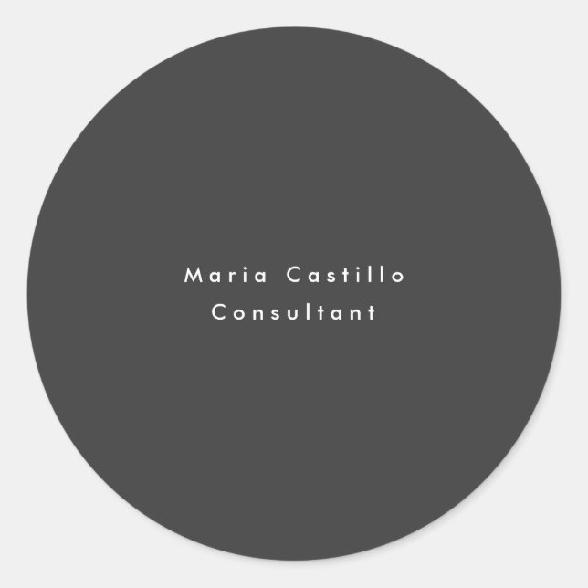 Plain Elegant Black Minimalist Modern Classic Round Sticker (Front)