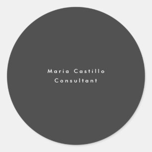 Plain Elegant Black Minimalist Modern Classic Round Sticker