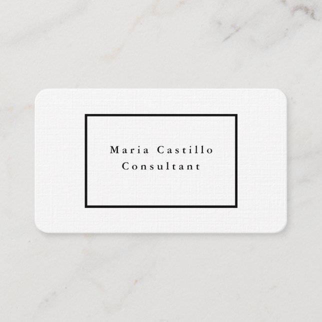 Plain Elegant Black & White Minimalist Design Business Card (Front)