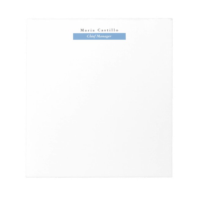 Plain Elegant Blue Grey White Minimalist Design Notepad (Front)