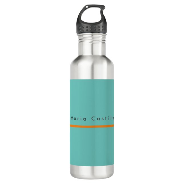 Plain Elegant Blue Orange Minimalist Modern Name 710 Ml Water Bottle (Front)
