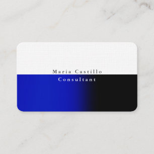 Plain Elegant Blue White Minimalist Design Business Card