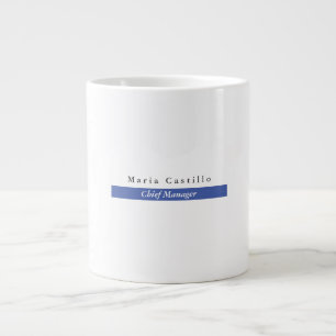 Plain Elegant Blue White Minimalist Design Large Coffee Mug