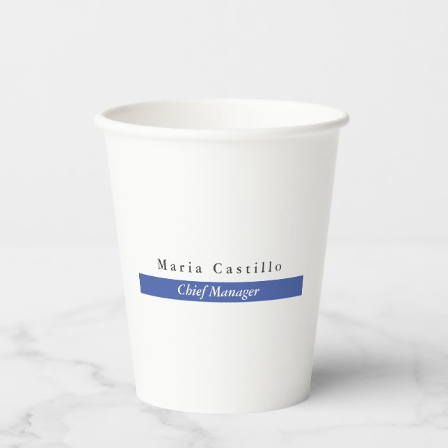 Plain Elegant Blue White Minimalist Design Paper Cups (Front)