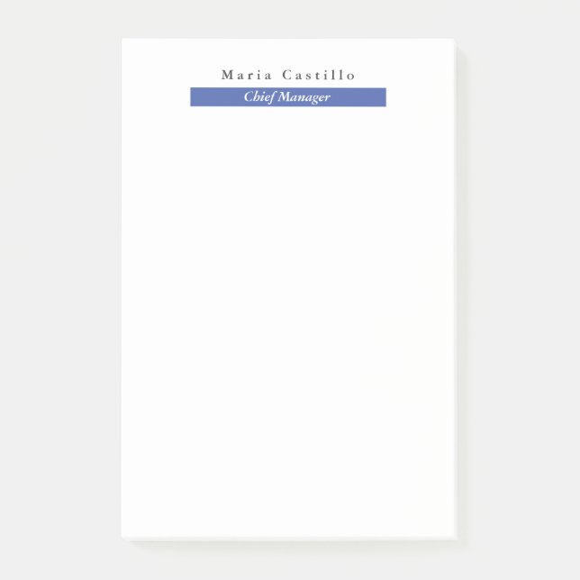 Plain Elegant Blue White Minimalist Design Post-it Notes (Front)