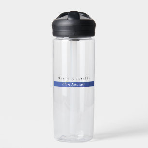 Plain Elegant Blue White Minimalist Design Water Bottle