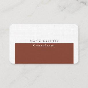 Plain Elegant Brown White Minimalist Design Business Card