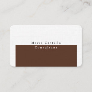 Plain Elegant Brown White Minimalist Design  Business Card