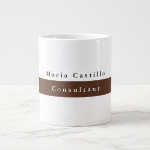 Plain Elegant Brown White Minimalist Large Coffee Mug