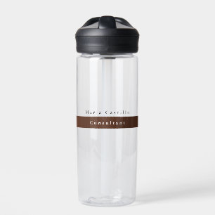 Plain Elegant Brown White Minimalist Water Bottle