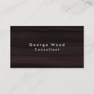 Plain Elegant Brown Wood Texture Minimalist Business Card