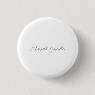 Plain Elegant Calligraphy Script Minimalist Name 1 Inch Round Button