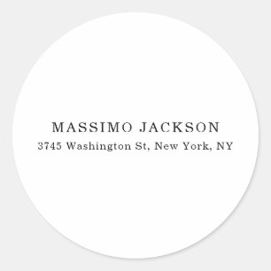 Plain Elegant Classical Black White Minimalist Classic Round Sticker