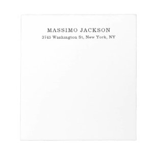 Plain Elegant Classical Black White Minimalist Notepad