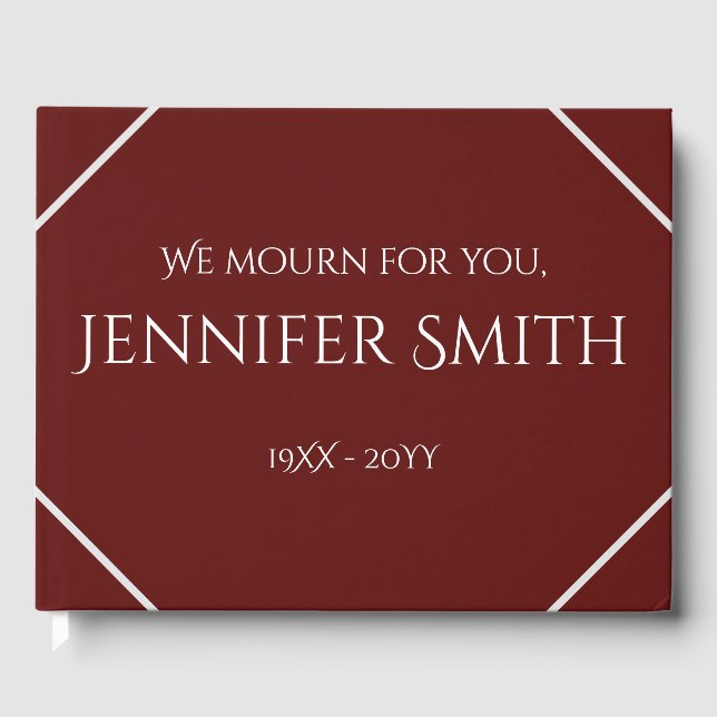 Plain & Elegant Funeral/Memorial Guest Book (Front)
