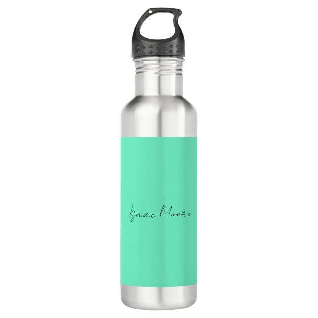 Plain Elegant Green Blue Script Calligraphy Name 710 Ml Water Bottle (Front)