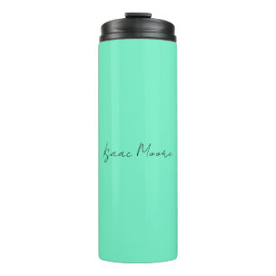 Plain Elegant Green Blue Script Calligraphy Name Thermal Tumbler