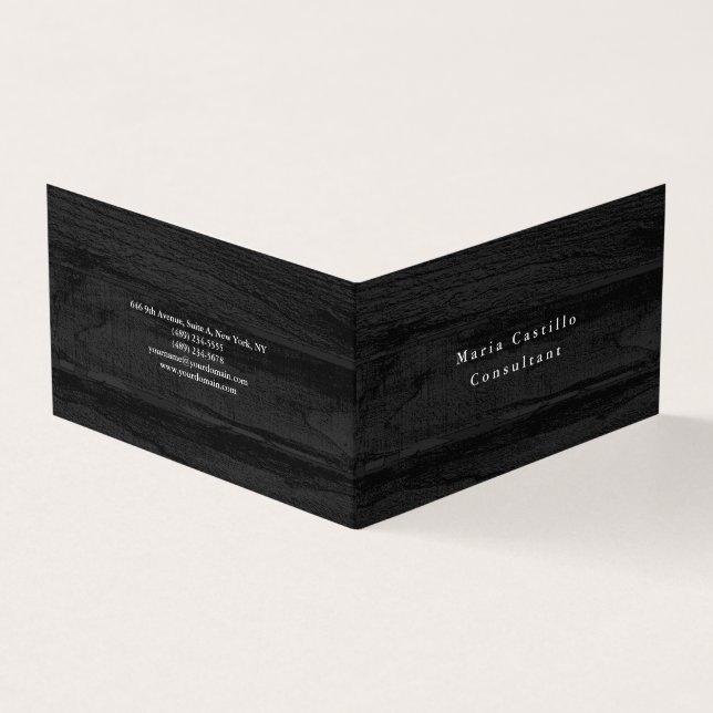 Plain Elegant Grey Wood Background Minimalist Business Card (Outside)